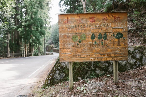 A worn Kumano Kodo map near Hosshinmon